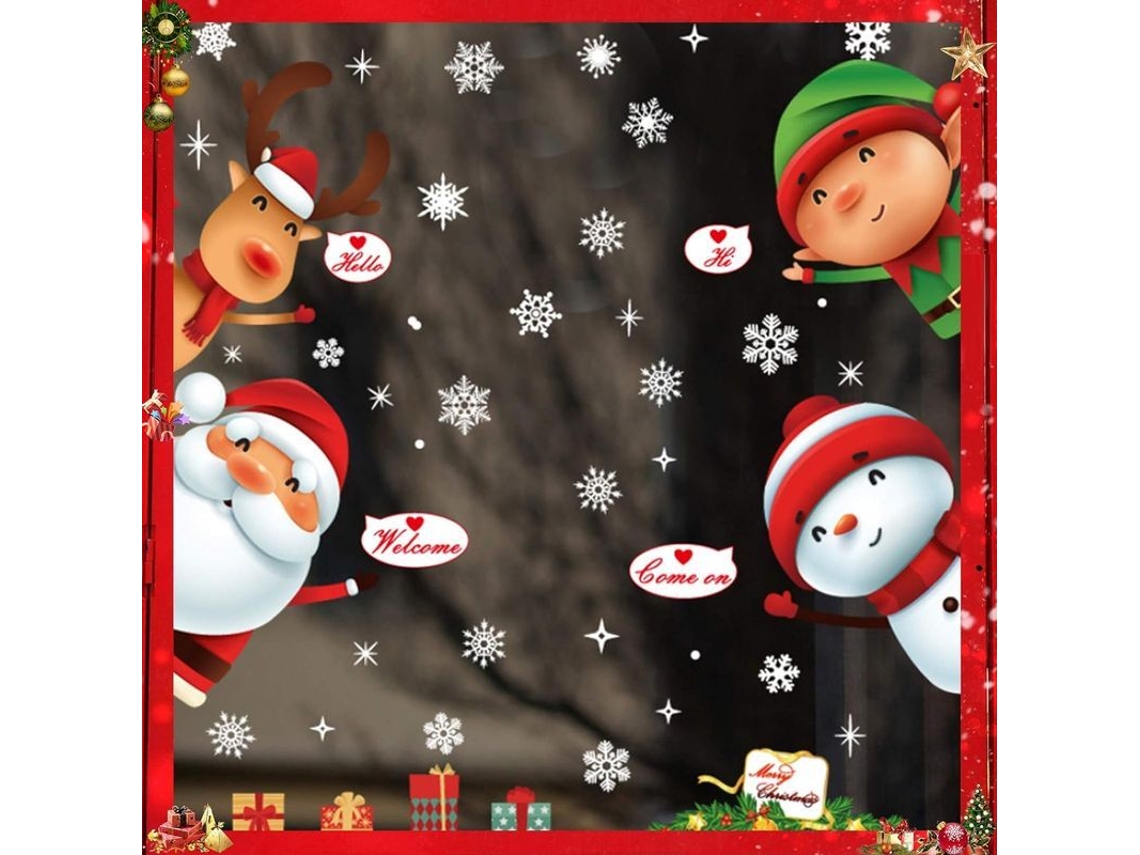 Pegatinas Navideñas Prácticas, Fáciles De Hacer, Reutilizables Y Ecológicas Para Ventanas De Cristal - Alj9282