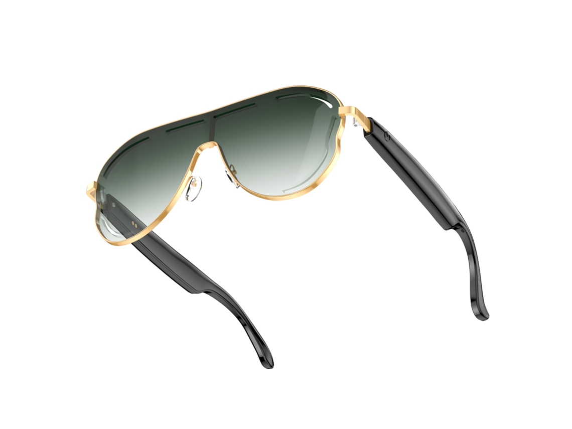 Gafas inteligentes Chrui A17 con videollamadas, traducción por IA y audio Bluetooth (verde dorado)