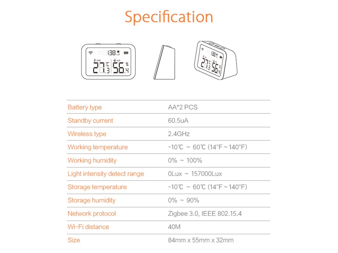 Rebe-sensor De Temperatura Y Humedad Zigbee Tuya Smart Life Con Pantalla Lcd Compatible Con Alexa Y Hub Zigbee Neo Coolcam