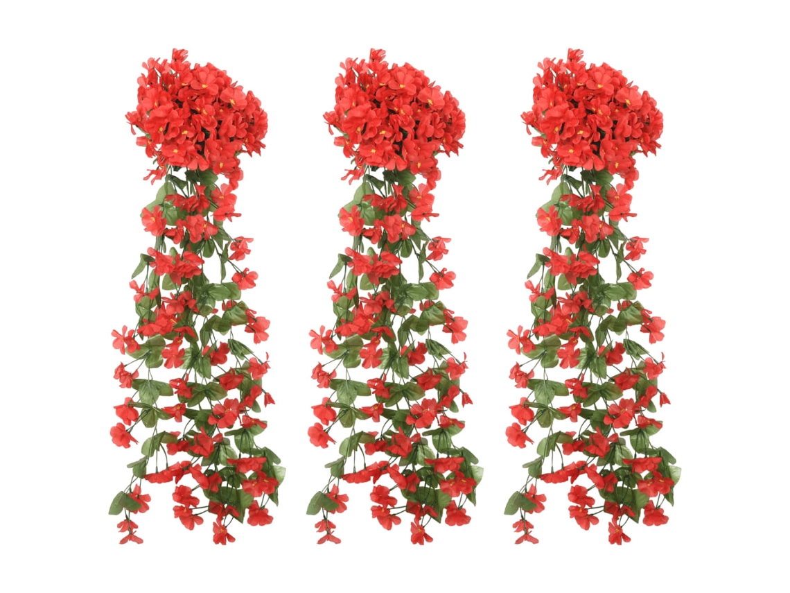 Conjunto 3 Guirnaldas de flores de Navidad VIDAXL rojo (85 cm)