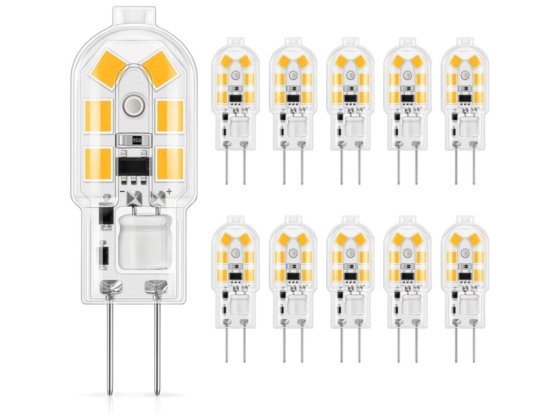 Juego De 10 Bombillas Led G4 De 12 V, Luz Blanca Cálida, Ideales Para...
