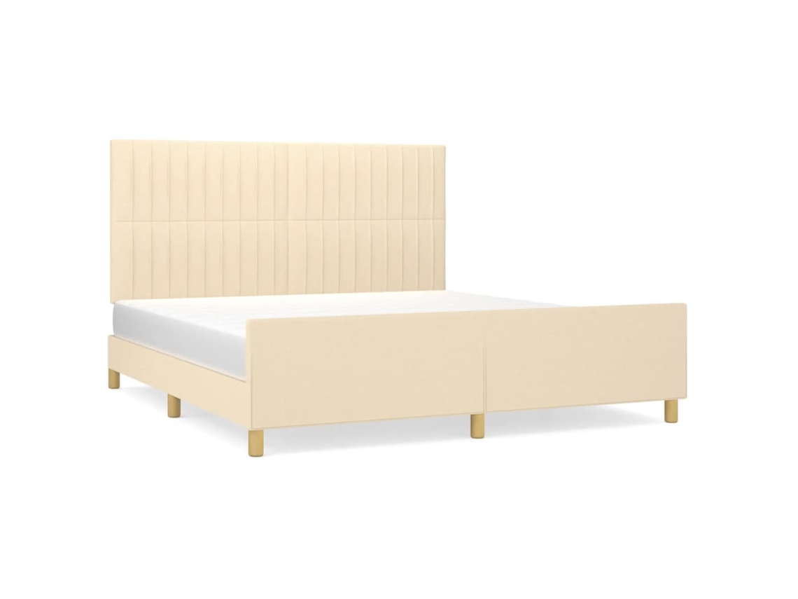 Estructura De Cama Con Cabecero VIDAXL Crema Tela (160x200 cm)