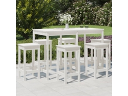 Conjunto Bar 7 Peças Para Jardim Pinho Maciço Branco Dkd Home Decor