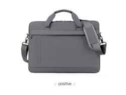 (Gris) Bolso impermeable para portátil, maletín ejecutivo con correa para el hombro