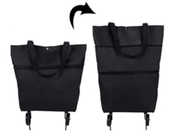 Carrito de compras plegable GOKOCO, bolsa plegable de dos etapas con cremallera y ruedas, plegable y compatible con frutas.