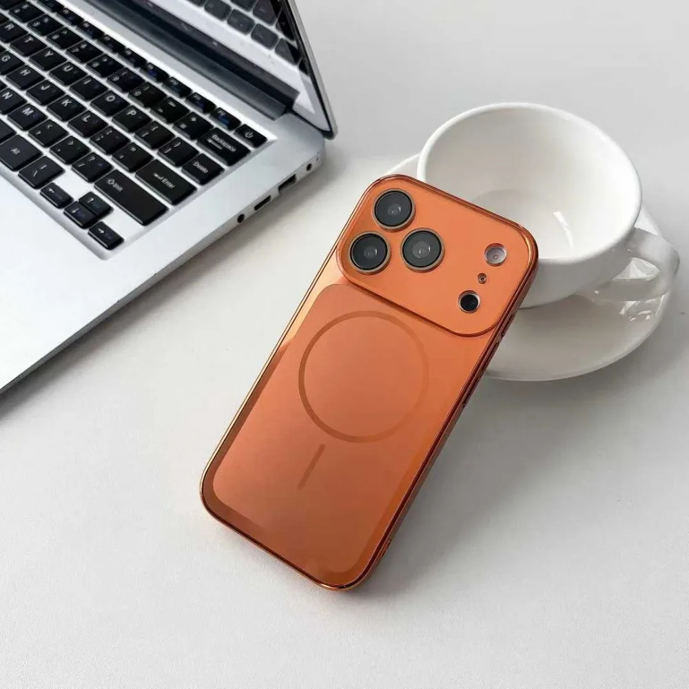 (iphone 14 Pro Max, Naranja) Funda Protectora Magnética Magsafe Para Iphone, Compatible Con Carga Inalámbrica.