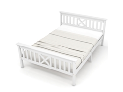 Cama de madera maciza con somier de láminas - 140 x 200 cm - Blanco