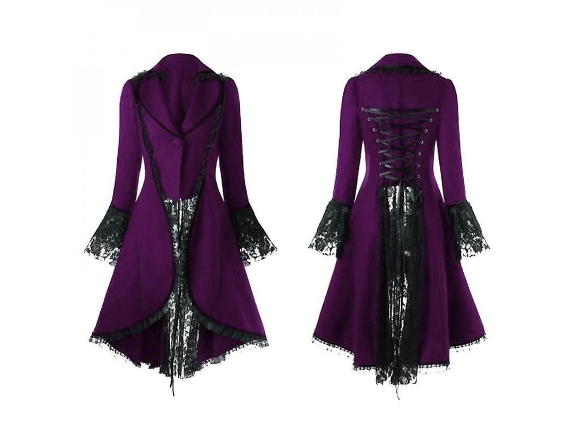 Vestido gótico punk de encaje para mujer Rebe Dr Tlp Talla S Morado