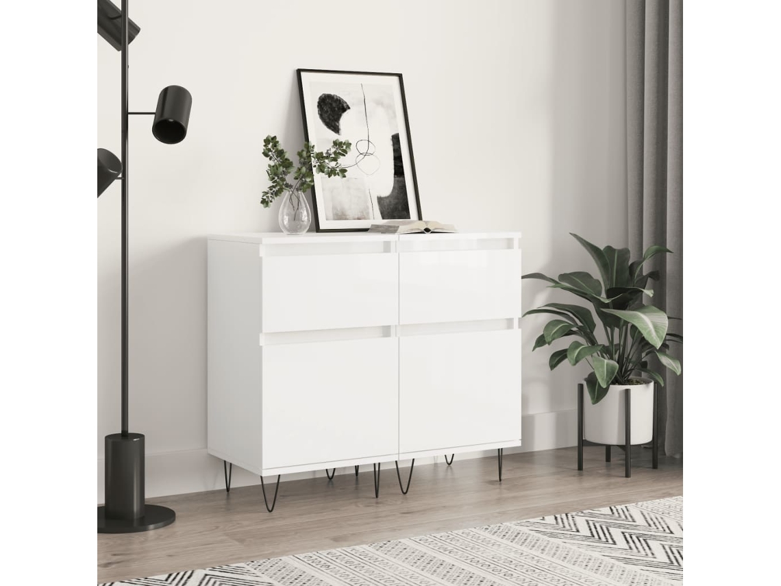 Lovely Home Aparador 2 Pzs 40X35X70 Cm Deriv. de Madera Blanco Brillante