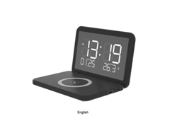Reloj Despertador Plegable De 15 W Con Carga Inalámbrica | Reloj Inteligente Negro Calendario Perpetuo Indicador De Temperatura
