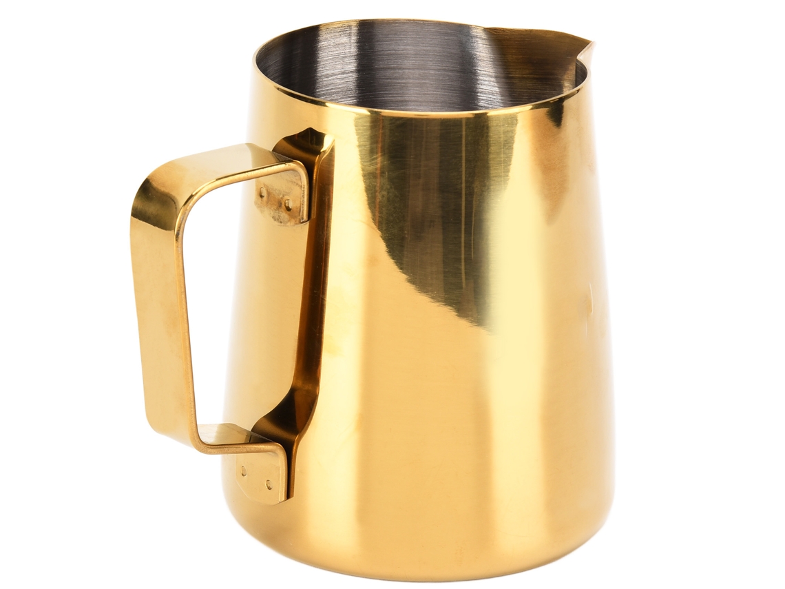 Taza De Acero Inoxidable De 380 Ml, Acabado Dorado, Para Espumar Leche O Café En Casa, Restaurante O Bar.
