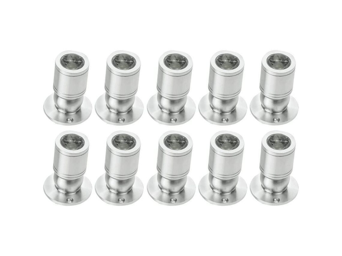 Mini foco LED empotrable de 1W con controlador 100-265V A+ Plata Luz blanca fría 10 unidades