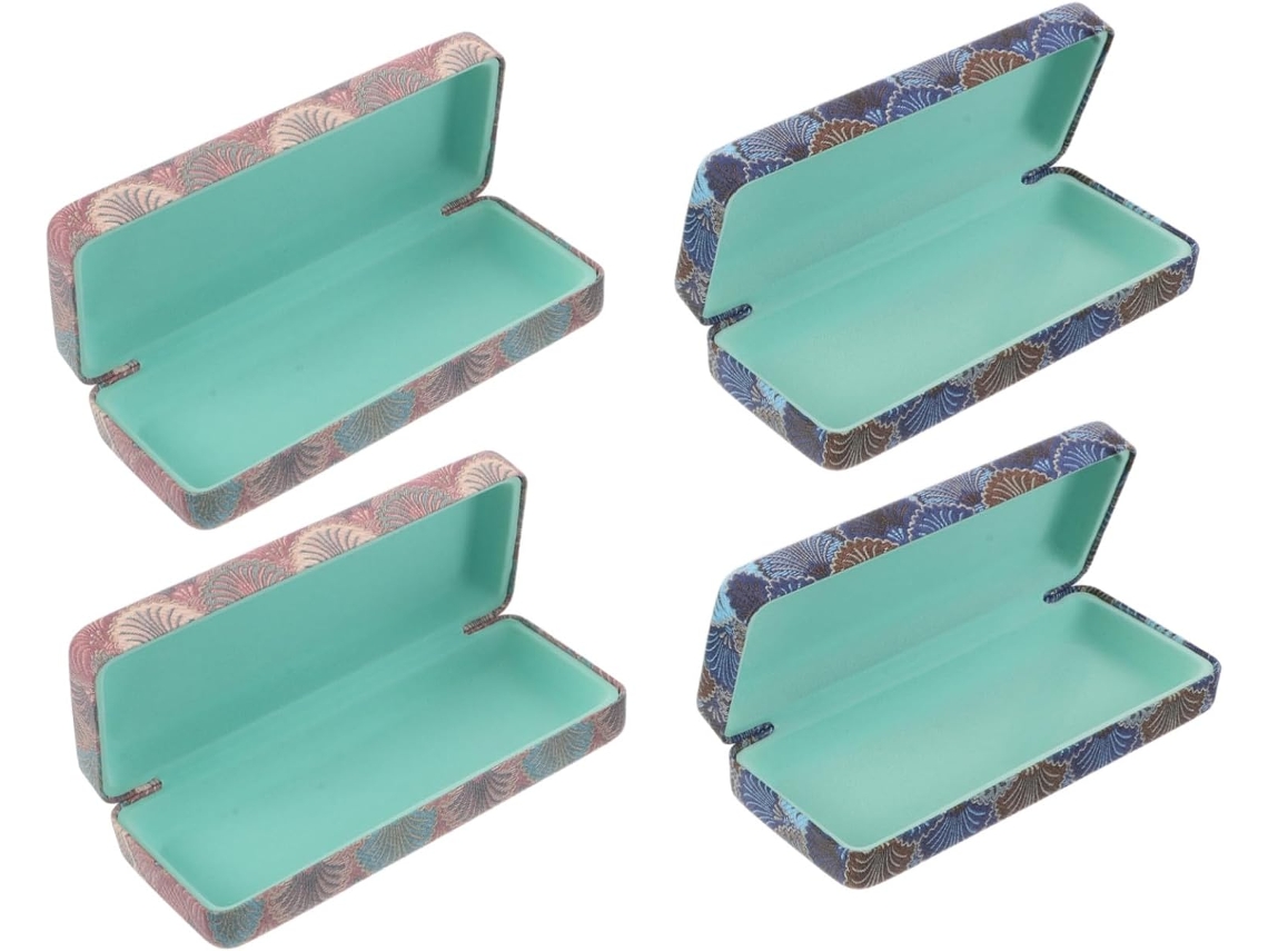 Estuche Rígido De Metal De 4 Piezas, Estuche Compacto Con Elegante Estampado De Tartán, Resistente A La Presión.