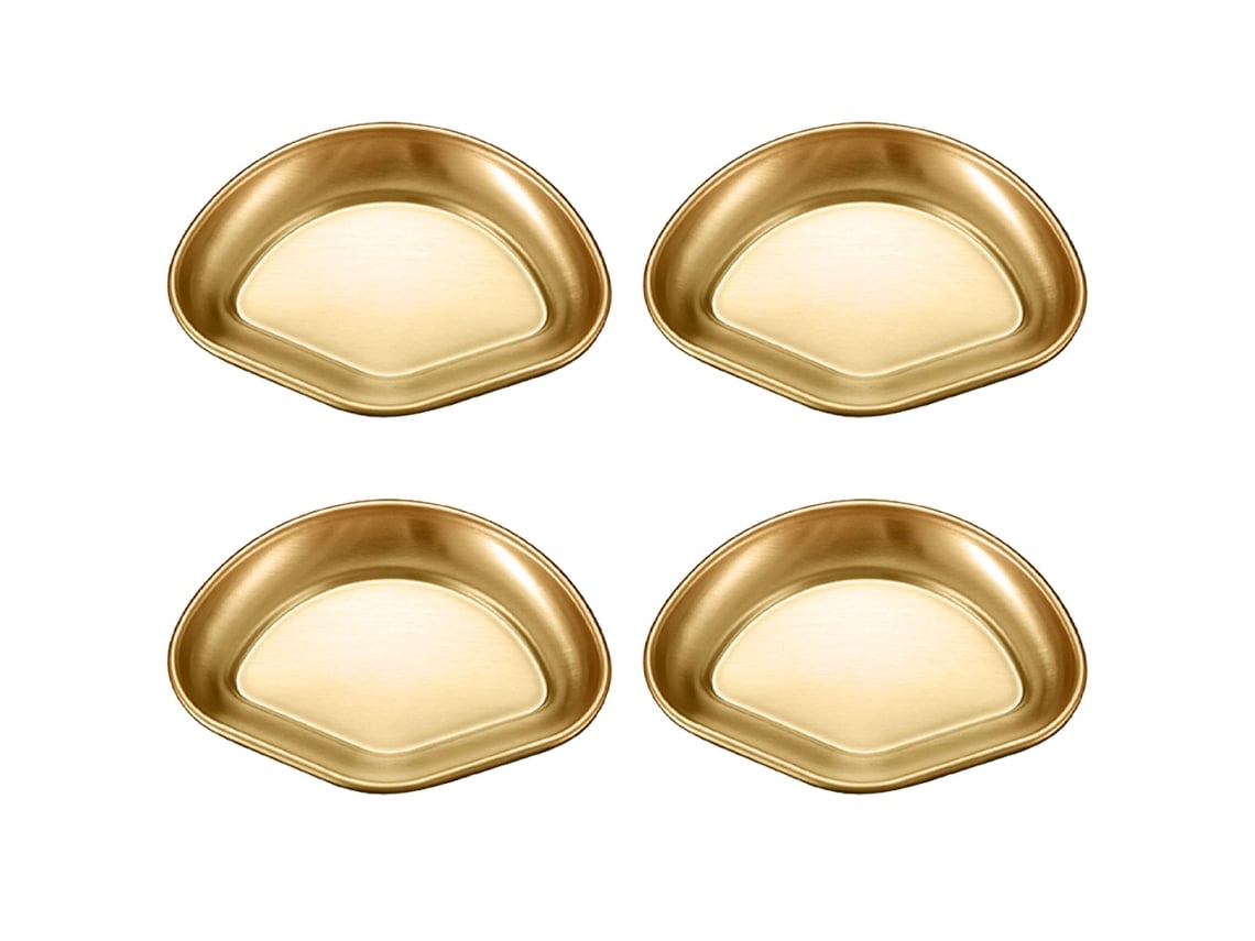 Juego de 4 platos laterales de acero inoxidable, dorados MEOIRUERY