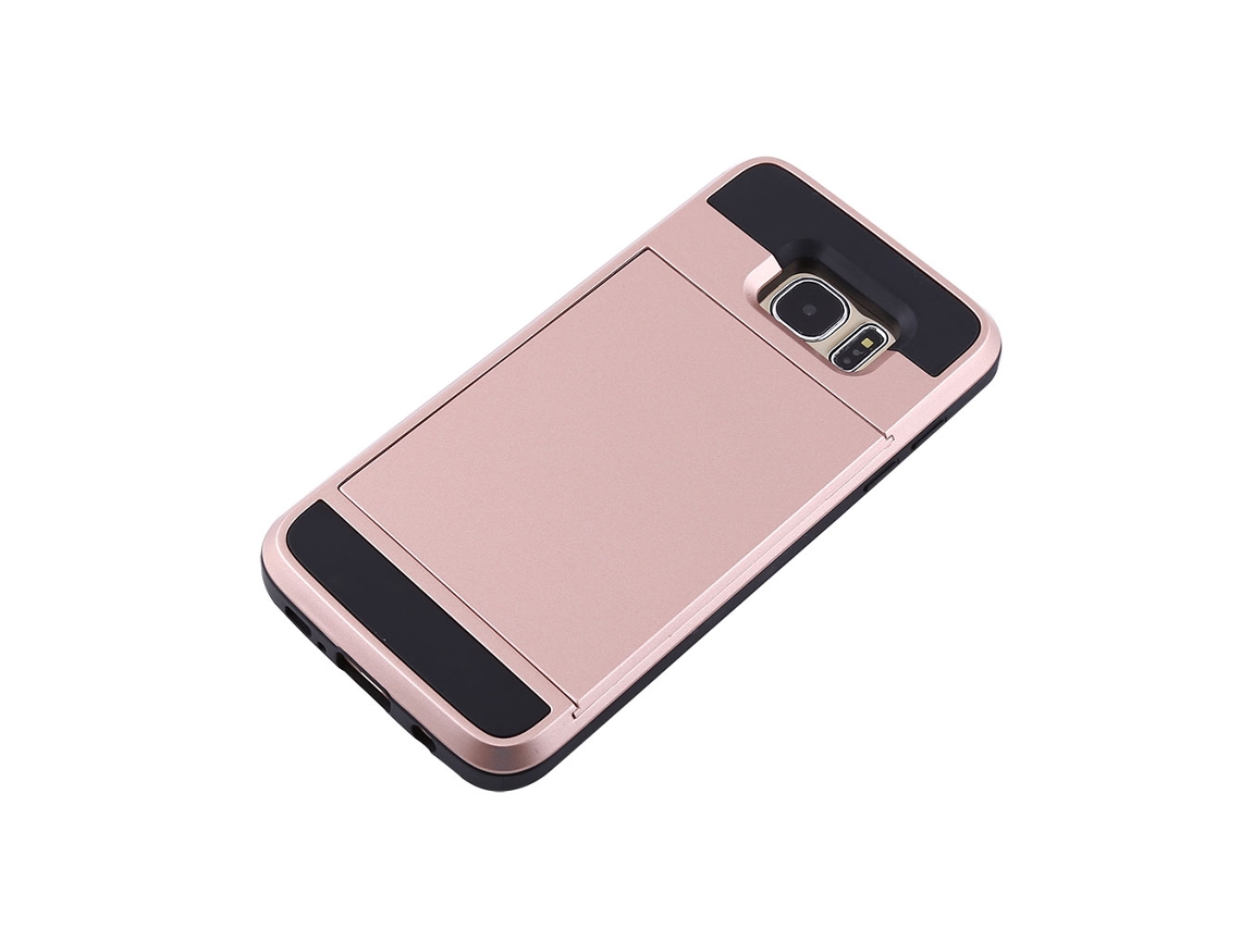 Slim Slide Card Holder Funda Protectora Antichoque Para Samsung S7 Edge Rosa Dorado