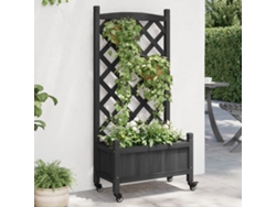 Jardinerasoporte Para Floresmaceta Con Enrejado Y Ruedas Madera Maciza De Abeto Negro