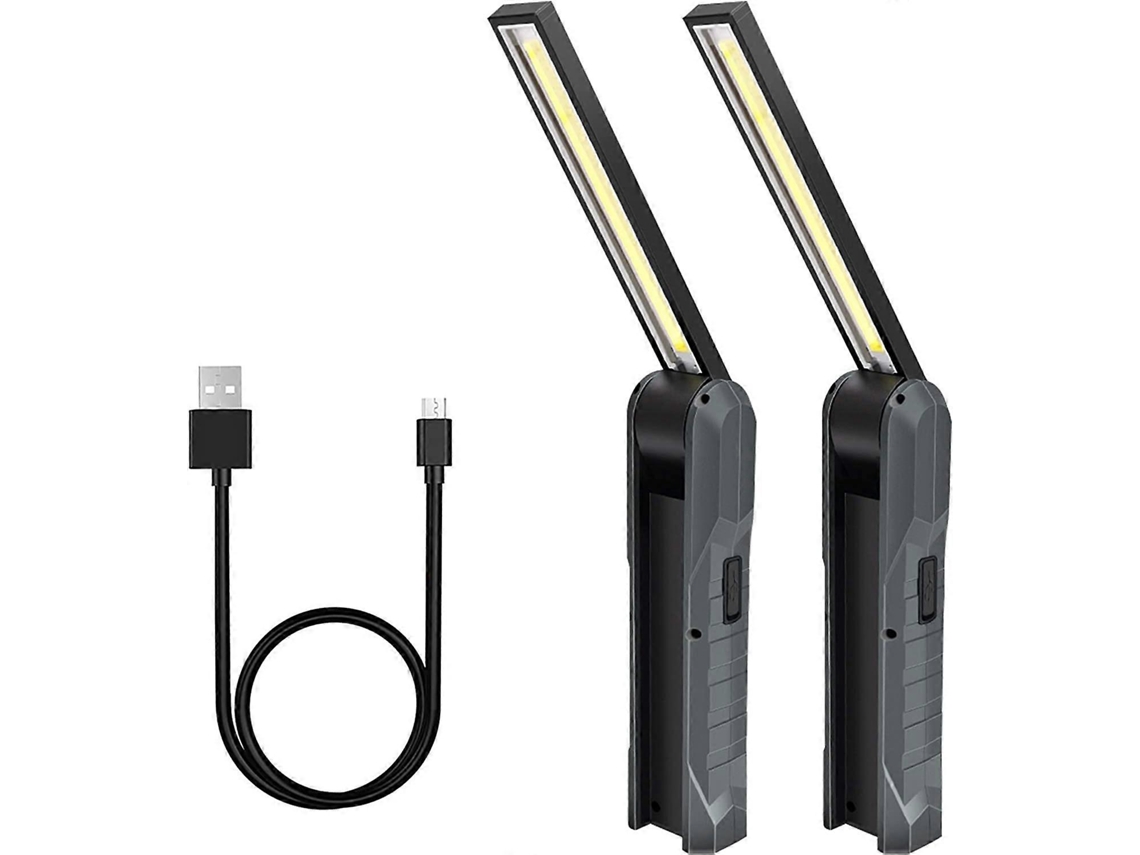 2 Luces De Trabajo Led Recargables, 5 Modos Luz Mecánica Plegable Con Base Magnética Inspección Camping Automoción