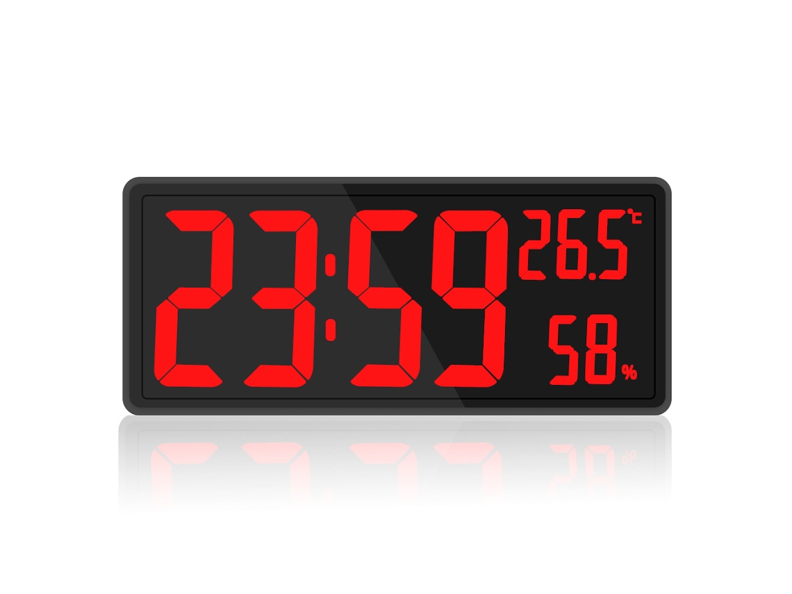 Reloj de pared digital, temperatura, humedad, LED grande, dormitorio, oficina NEVEANCE