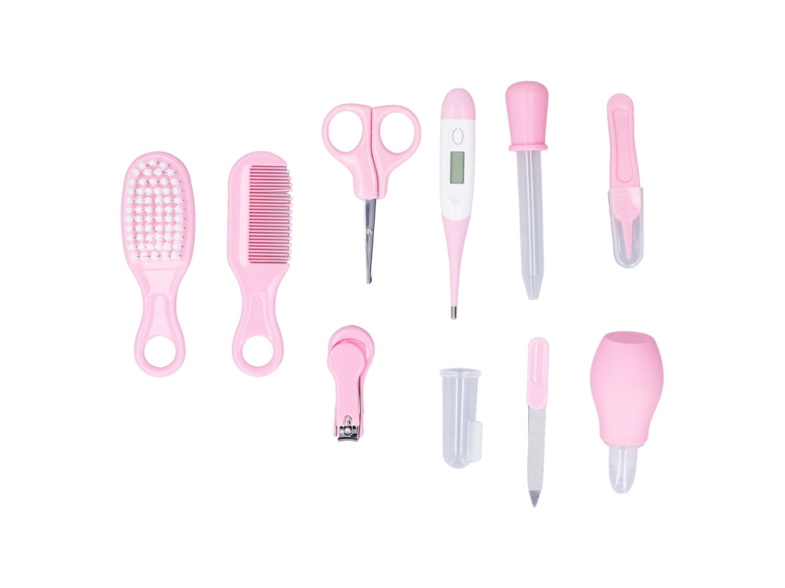 Kit de cuidado para bebés Rebe-kit con 10 piezas, color rosa, ligero y portátil para bebés y niños pequeños.