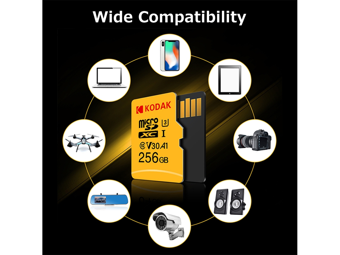 Tarjeta Micro Sd Kodak De 256gb U3 A1 V30 100mb/s