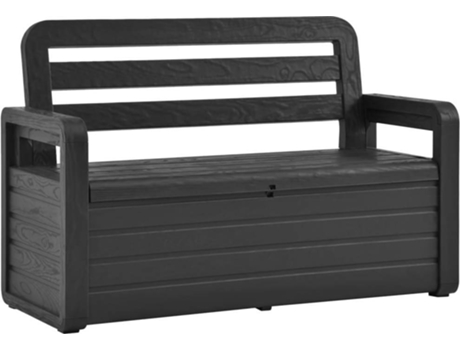 vidaXL Banco de almacenaje de jardín plástico gris antracita 132,5 cm