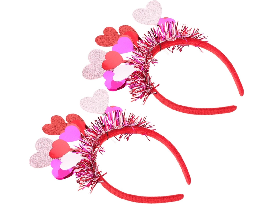 Lot De 2 Bandeaux De Cœur Rouge À Paillettes Serrage, Cabeza Doux Y Ajusté Para Femmes Y Filles A...