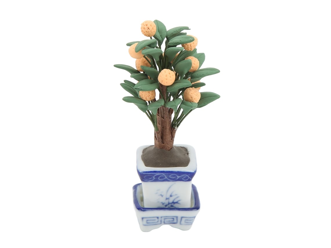 Ats-mini Planta De Naranjo En Maceta Para Casa De Muñecas, Miniatura Viva Con Hojas, Decoración Y Prop Para Fotos