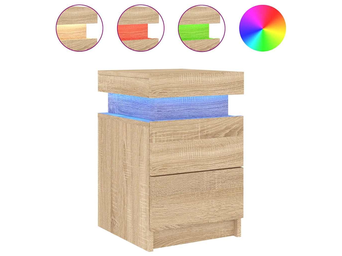 Maison Exclusive - Mesita De Noche Con Luces Led Roble Sonoma 35x39x55 Cm