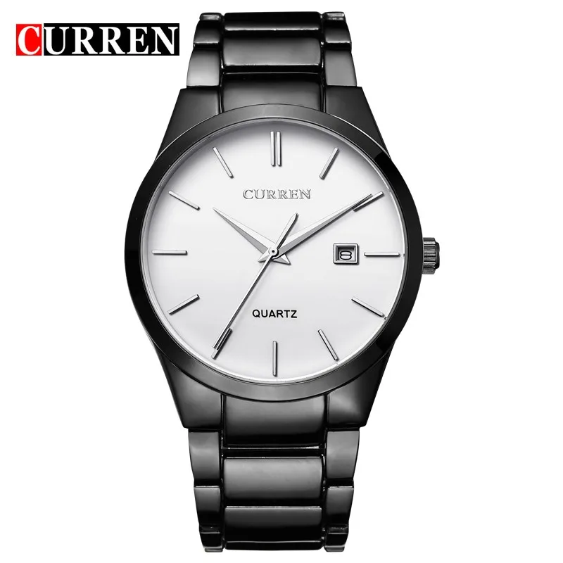 Reloj De Pulsera De Cuarzo Para Hombre, De Negocios, Analógico, Con Fecha Y Acero Inoxidable (blanco Y Negro)