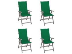 Sillas de jardín reclinables DKD Home Decor de 4 piezas con cojines, acacia maciza