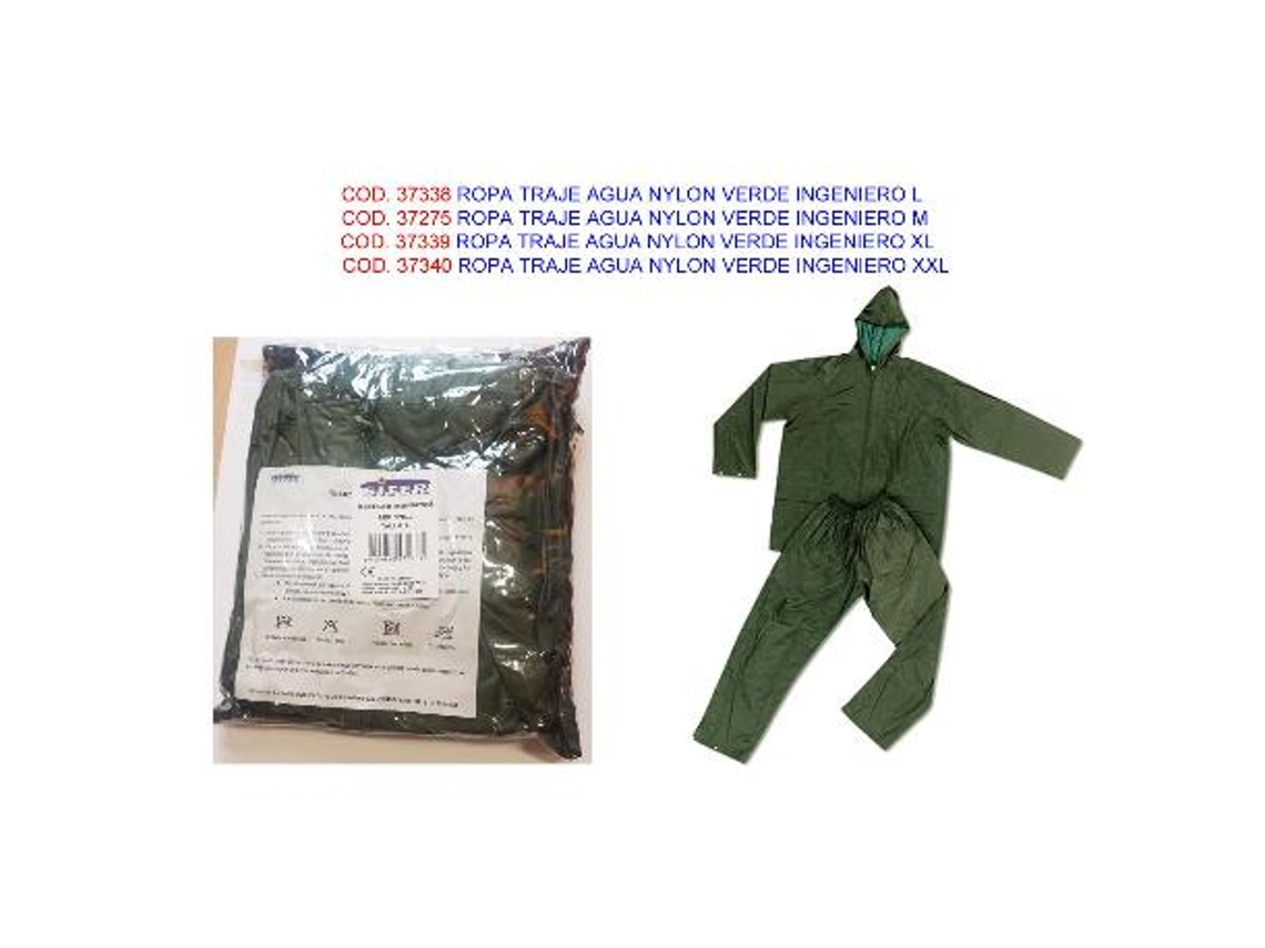 Ropa traje agua nylon verde ingeniero m