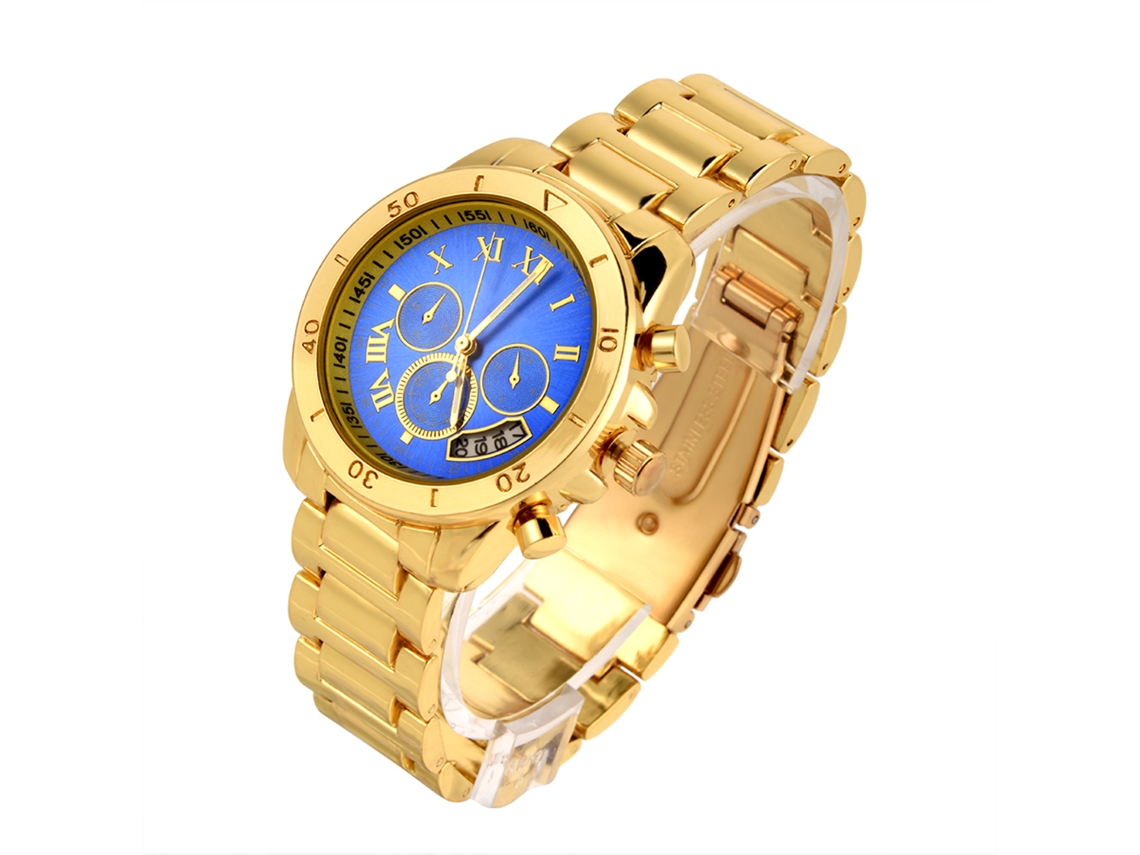 Reloj Analógico De Cuarzo Para Mujer Con Brazalete De Aleación - Oro Azul