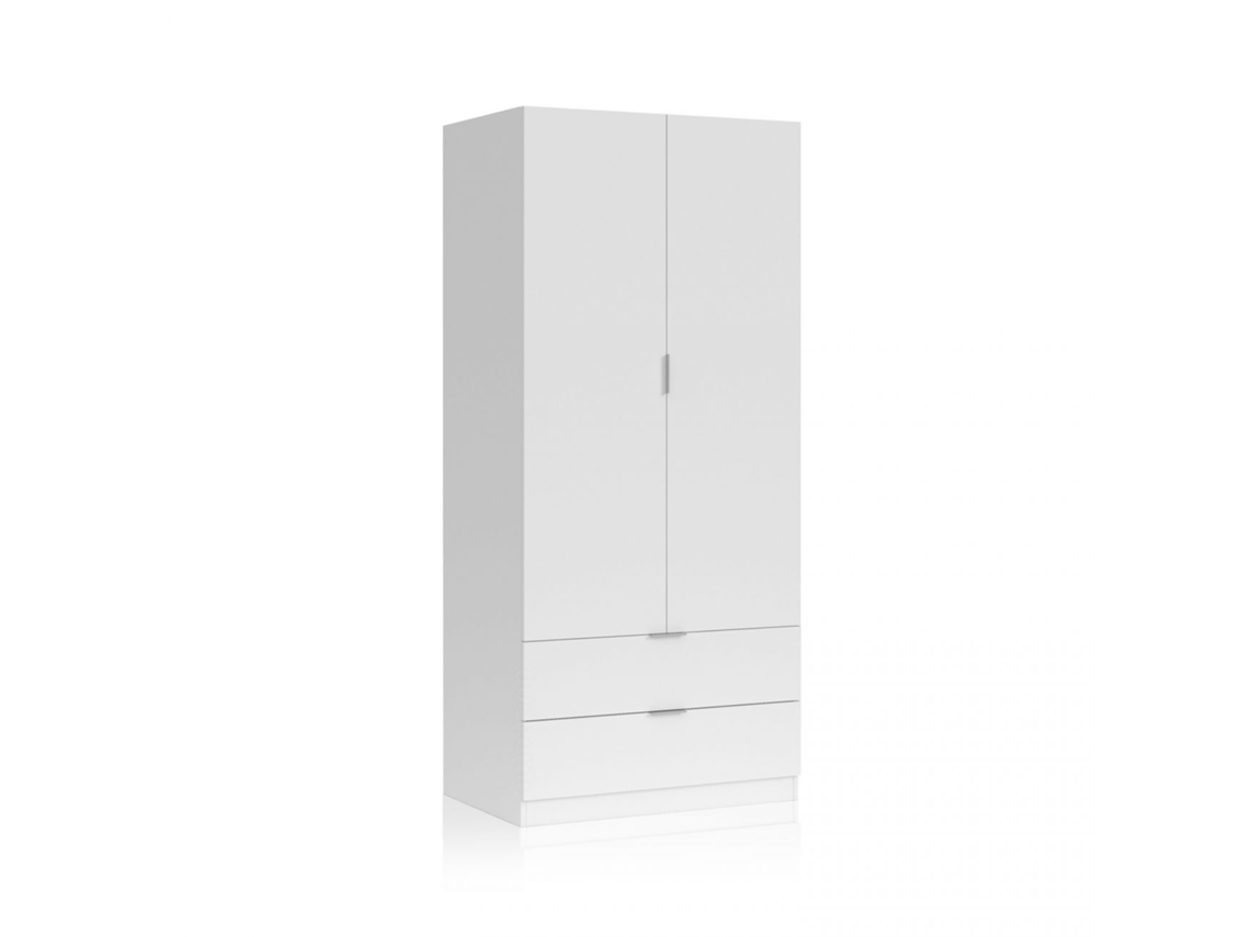 Armario Low Cost 2 puertas 2 cajones Blanco 81,5(armario)/75(cajón) x 180(armario)/13(cajón) x 52 (armario) / 45 (cajón) cm