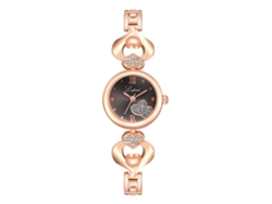 Reloj De Mujer Lvpai, Brazalete De Aleación, Movimiento De Cuarzo, Diseño De Corazón Hueco Con Piedras Negras Y Oro Rosa.