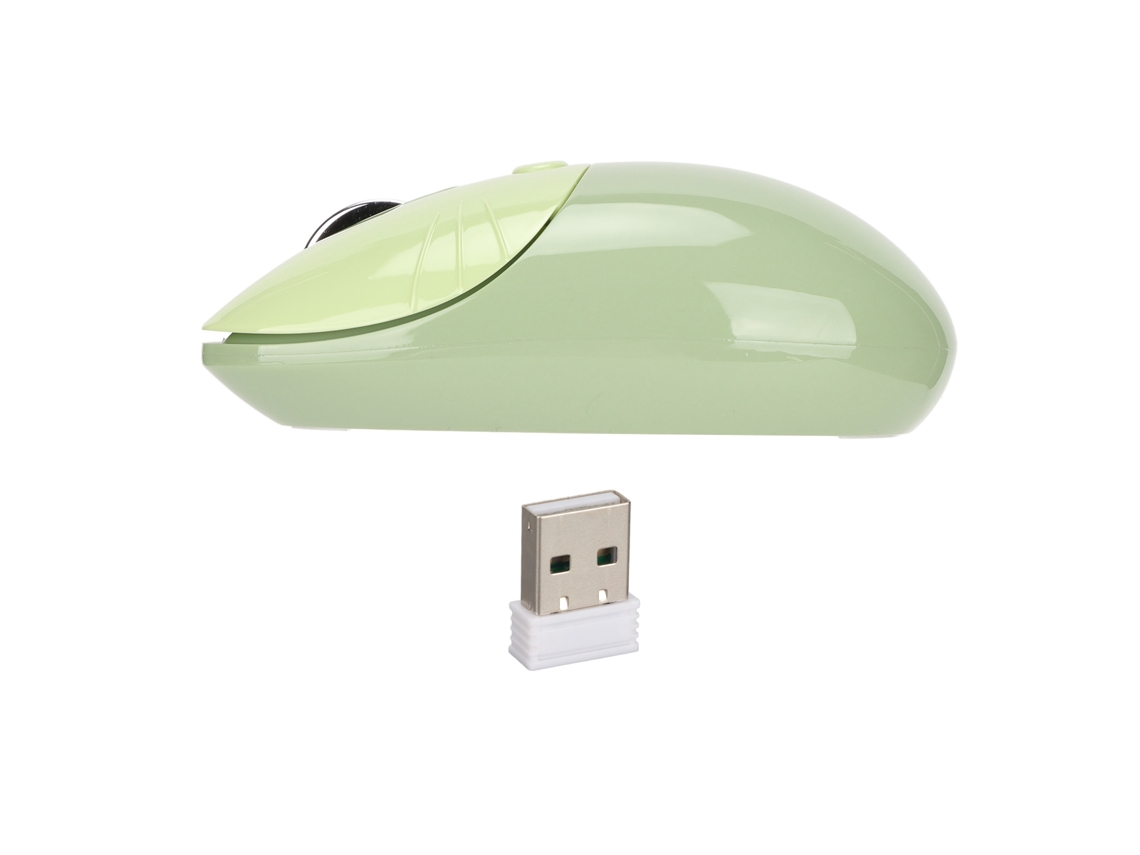 Mini ratón inalámbrico 2.4g con forma de pata de gato, color verde.