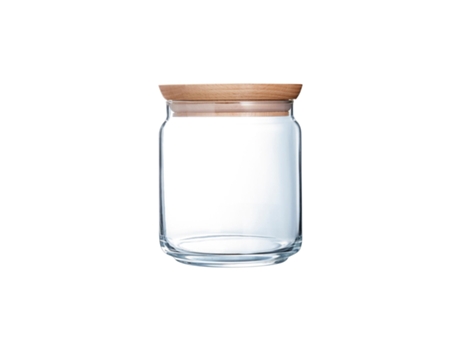 Bote Hermético Redondo En Vidrio Con Tapa De Madera LUMINARC (0,75L)