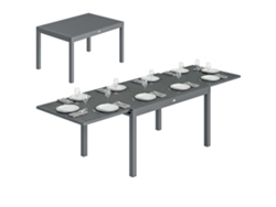 Mesa De Comedor Extensible De 135/270 Cm, De Aluminio Con Listones, Para 6-10 Personas, Color Gris Oscuro.