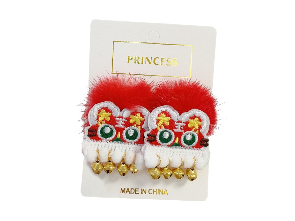 Horquillas Para El Cabello De Año Nuevo Chino, Rojo Intenso, Cabeza De Tigre, Estilo Chino, Para Niños, Navidad, Cumpleaños