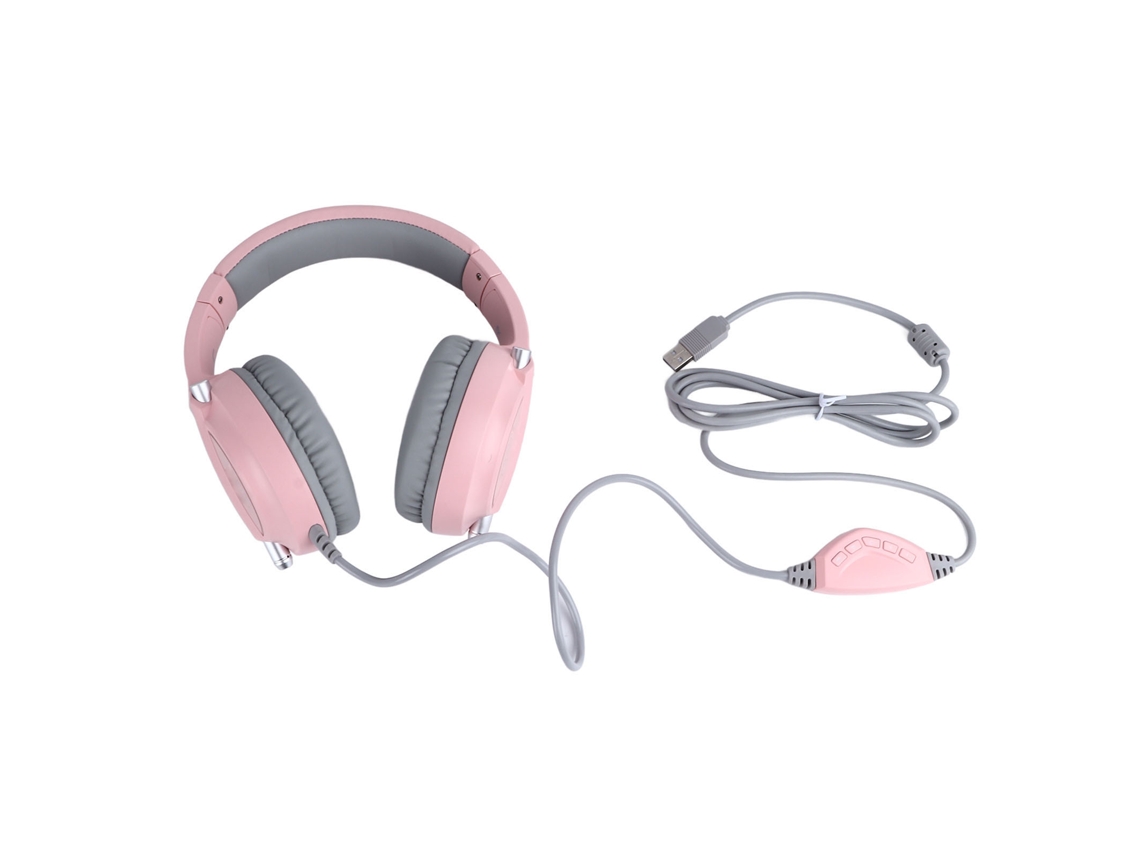 Auriculares Para Juegos Con Usb 7.1, Sonido Rgb, Graves Potentes, 50 Mm, Color Rosa.