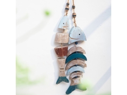 Decoración Con Temática De Peces, Con Espinas De Pescado De Madera Rústica, Ideal Para Ambientes Náuticos Y Playeros.
