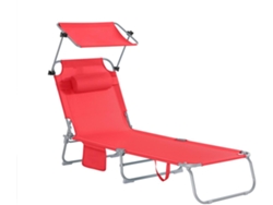 Tumbona Plegable SOBUY (Rojo - 195x62x29cm)