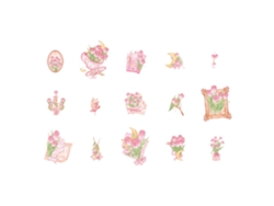 40 pegatinas decorativas temáticas para manualidades: pegatinas de flores románticas, ramas rosas, scrapbooking de moda.