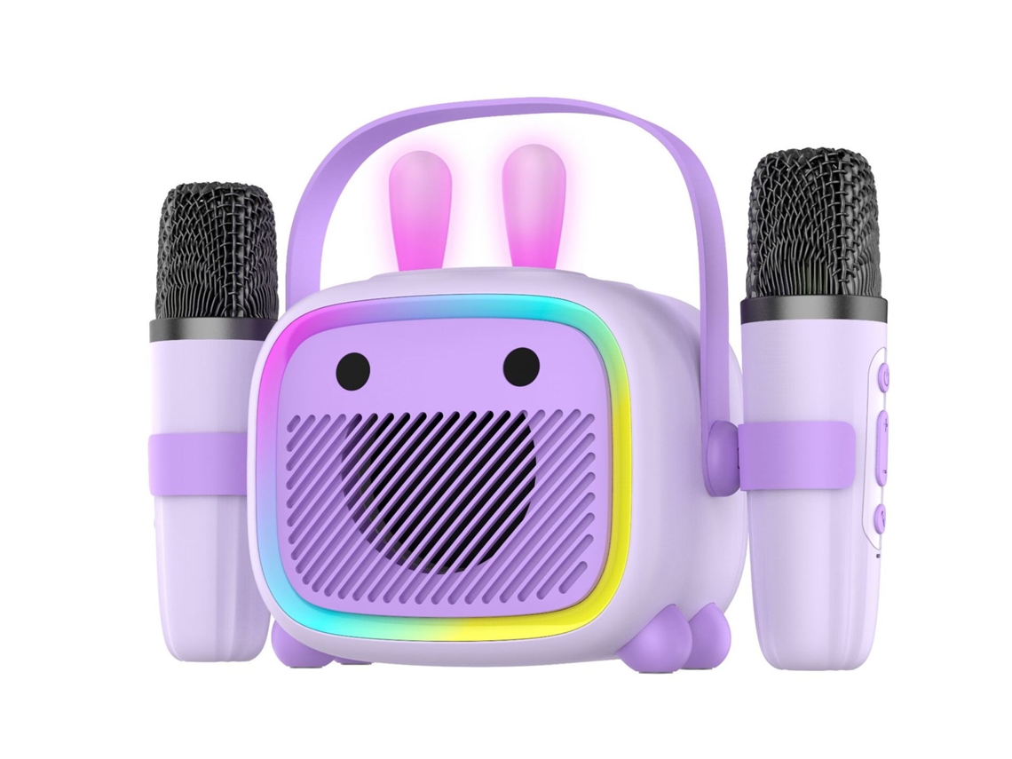Máquina De Karaoke Infantil / Con 2 Micrófonos Inalámbricos/altavoz Bluetooth, Versión De Dibujos Animados (morado) Czhhmart