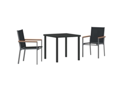 Conjunto De Comedor De Jardín 3 Uds | Mueble De Jardín Negro