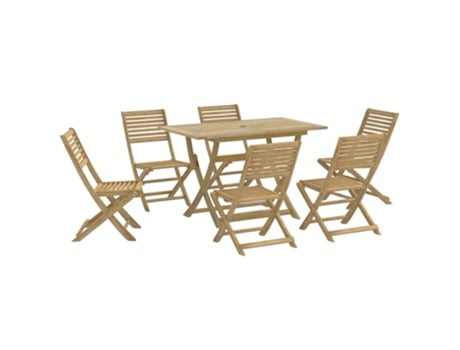 Conjunto 7 de comedor para jardín VIDAXL madera maciza acacia