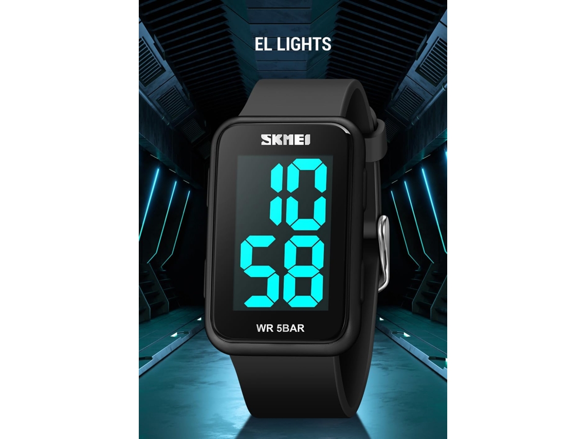 Reloj digital cuadrado Gusshious con números grandes y LED
