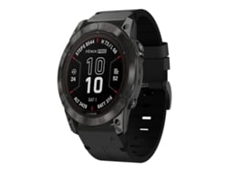 Bracelete Para Garmin Fenix 7x Pro (51mm) - Couro - Fivela De Aço (26mm) Preto