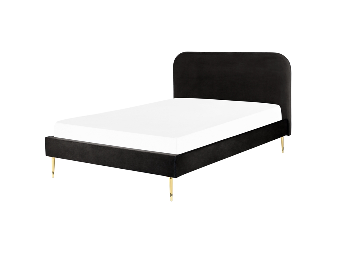Cama con somier BELIANI Flayat de Terciopelo Negro 153x215x109