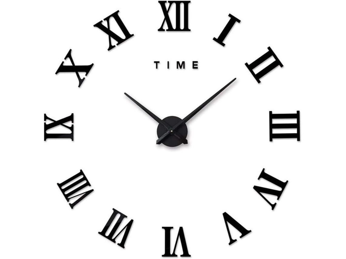 Reloj De Pared 3d Moderno Para Armar Con Grandes Números Romanos Y Pegatinas De Pared Negras.