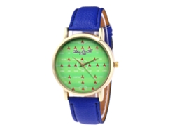 Reloj De Pareja De Estilo Retro Coreano De Cuero Con Correa De Cuarzo Azul.